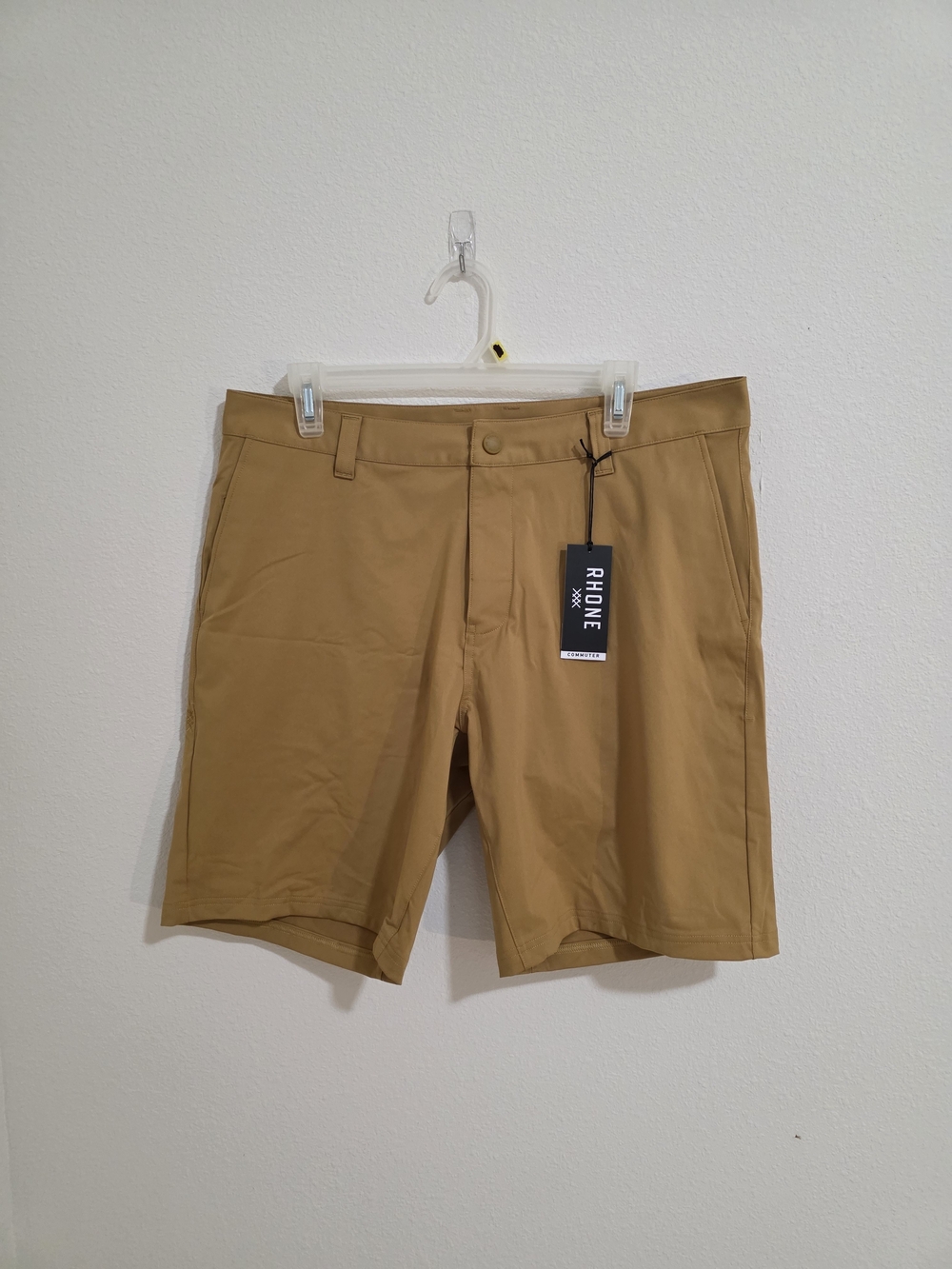 RHONE Men's Flat-Front Chino Shorts - Khaki Brown